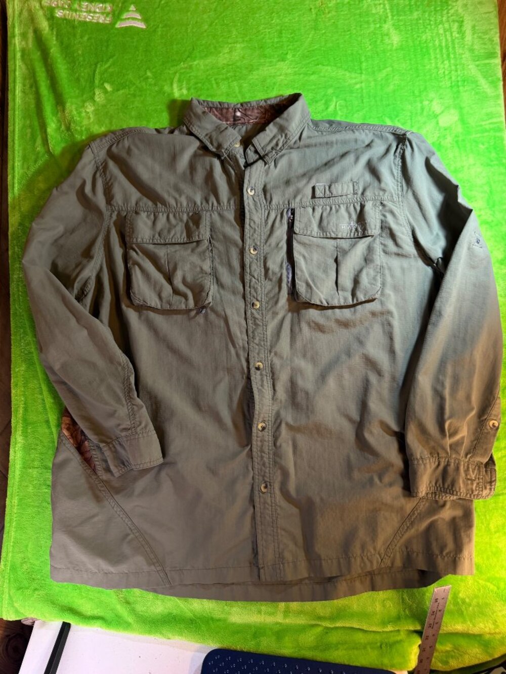 Olive Green Long Sleeve Tactical Shirt XXL with Pockets